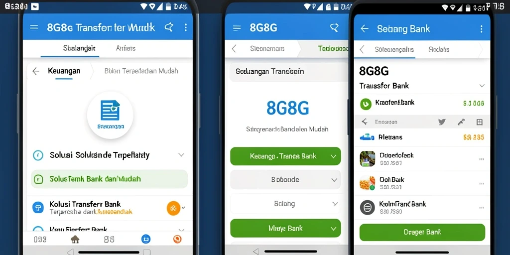 Antarmuka aplikasi 8G8G untuk transfer bank yang mudah dan cepat.