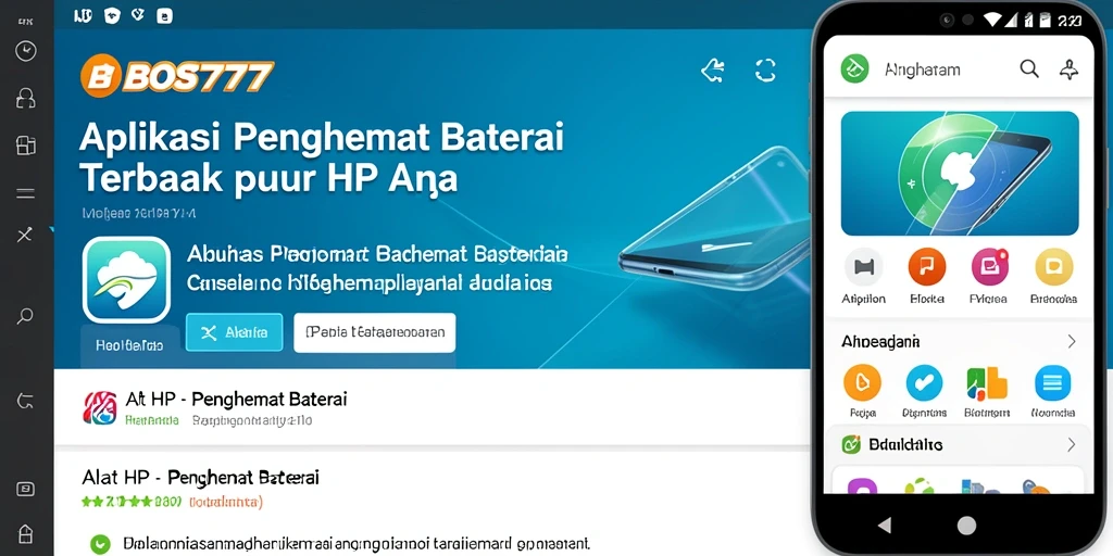 Screenshot utama BOS777 menampilkan fungsi penghemat baterai yang efisien.