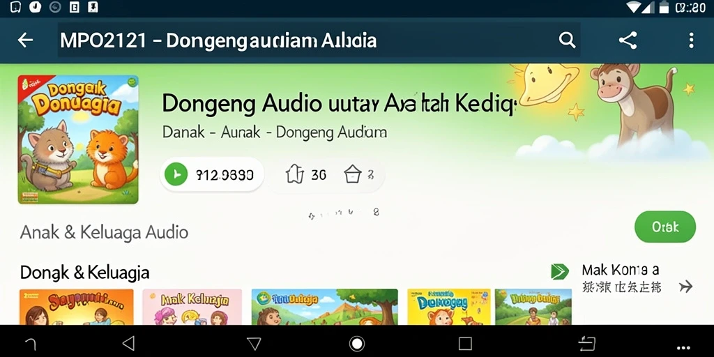 Antarmuka aplikasi MPO2121 dengan koleksi dongeng audio
